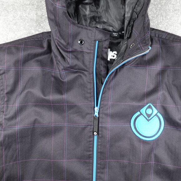 Nomis Jacket Mens M Gray Plaid Check Full Zip Hooded Snowboard Ski - Picture 2 of 16